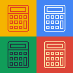 pop art line calculator icon isolated on color vector image