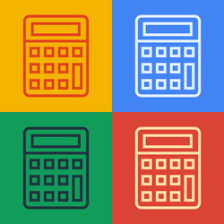 pop art line calculator icon isolated on color vector