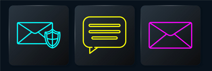 set line envelope with shield and speech vector image