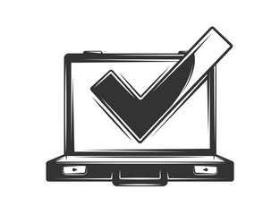 briefcase silhouette and checkbox in simple style vector image