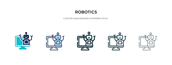 Robotics icon in different style two colored vector