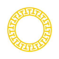 abstract yellow decorative greek meander circle vector