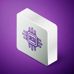 isometric line computer processor vector image