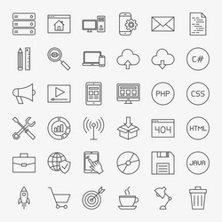 coding line icons set vector