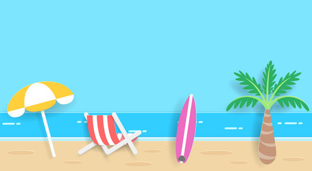 colorful summer beach paper cut art vector image