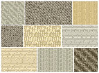 seamless patterns with twisted lines linear vector image