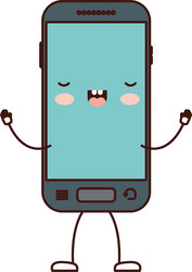 Animated kawaii smartphone icon in colorful vector