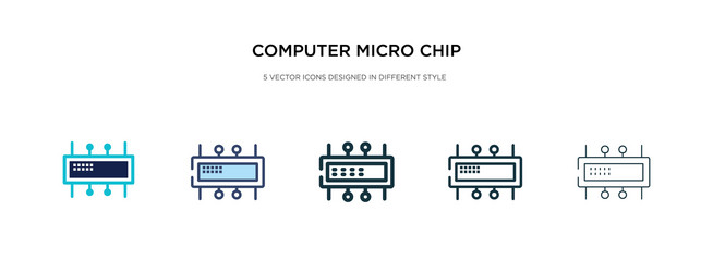 computer micro chip icon in different style two vector