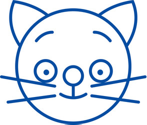 Happy cat emoji line icon concept vector