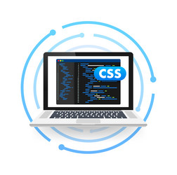 laptop showing cascading style sheets programming vector image