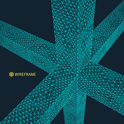connection structure wireframe 3d abstract vector image