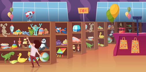 toy store interior of game for kids happy vector