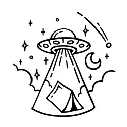 Flying saucer ufo doodle tattoo design Royalty Free Vector