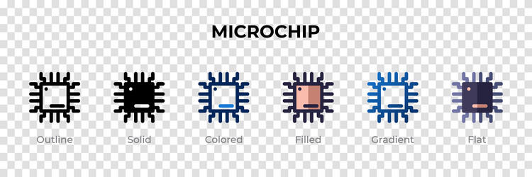 microchip icon in different style icons vector image