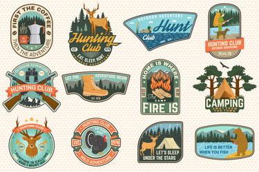 Outdoor Adventure & Hunting Patches Vector Image