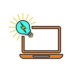 bulb ideas laptop seo icon vector image