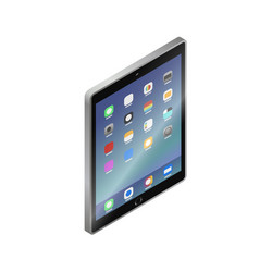 flat isometric gray tablet pc computer with ui vector image