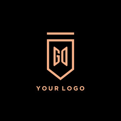 go monogram initial with shield logo design icon vector image