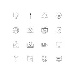 internet security linear thin icons set outlined vector image