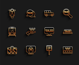set line gps device with map location taxi vector image