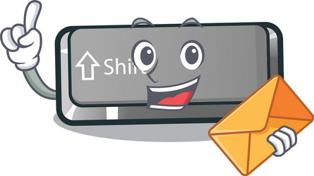 with envelope button shift on a keyboard mascot vector image