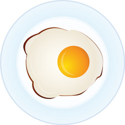 close up sunny side fried egg on plate vector