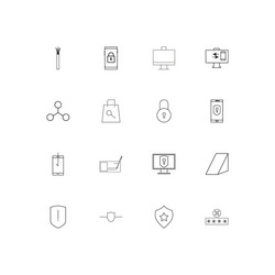 internet security linear thin icons set outlined vector image