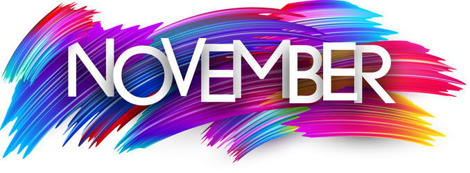 november paper word sign with colorful spectrum vector