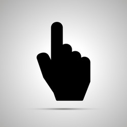 Black computer cursor in hand shape simple icon vector