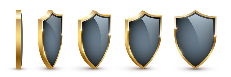 shields with reflection in shiny gold frames front vector image