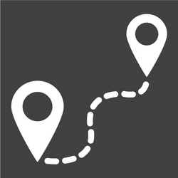 Distance solid icon navigation route map pointer vector