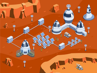 isometric mars colonization vector image