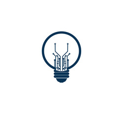 light bulb idea icon with circuit board inside vector image