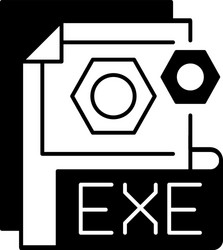 exe file black linear icon vector