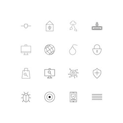 Internet security linear thin icons set outlined vector