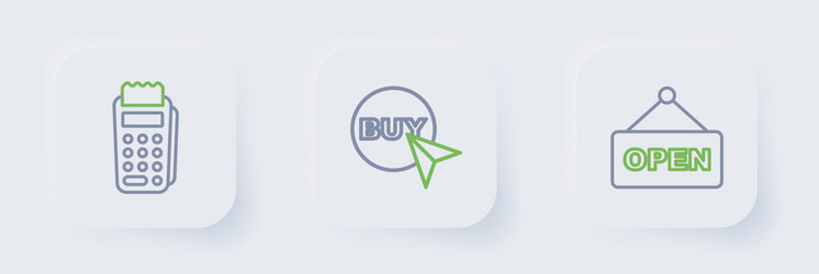set line hanging sign with text open buy button vector image