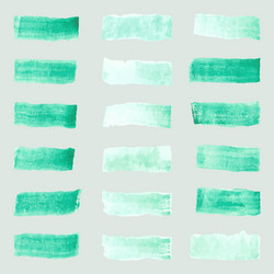 Set of watercolor pastel green brushes stroke vector