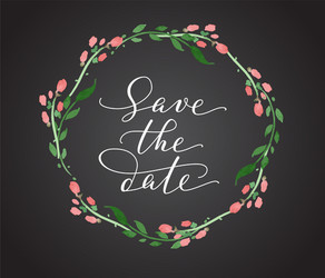 Watercolor Floral Save the Date Card Vector Image