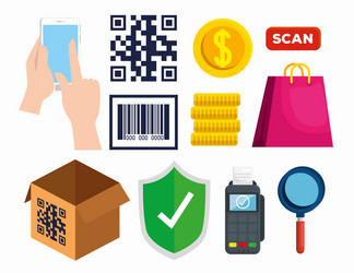 bundle scan code qr set icons vector image