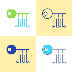 digital key icon set in flat and line style vector