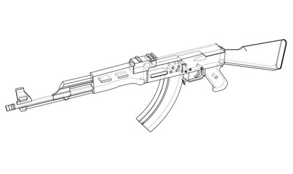 machine gun rendering of 3d vector image