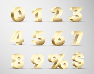 3d numbers golden volumetric design digits from vector