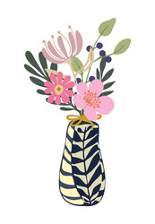 gorgeous blooming flowers in vase isolated vector