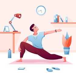 Home yoga flat cartoon young vector