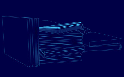 stack of books with the top one open vector image