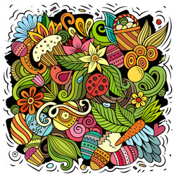 happy easter doodles color funny picture vector image