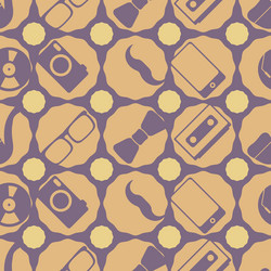 Seamless background with different hipster objects vector