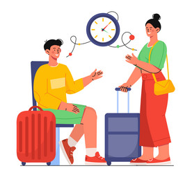 couple waiting to flight concept vector