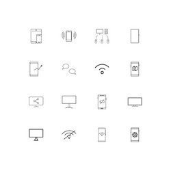 network and database linear thin icons set vector image