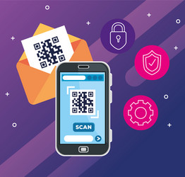 scan code qr with smartphone and icons vector image